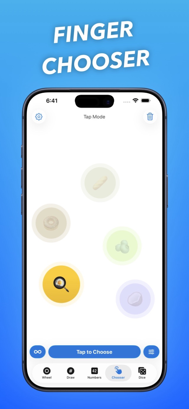 Finger chooser tap mode