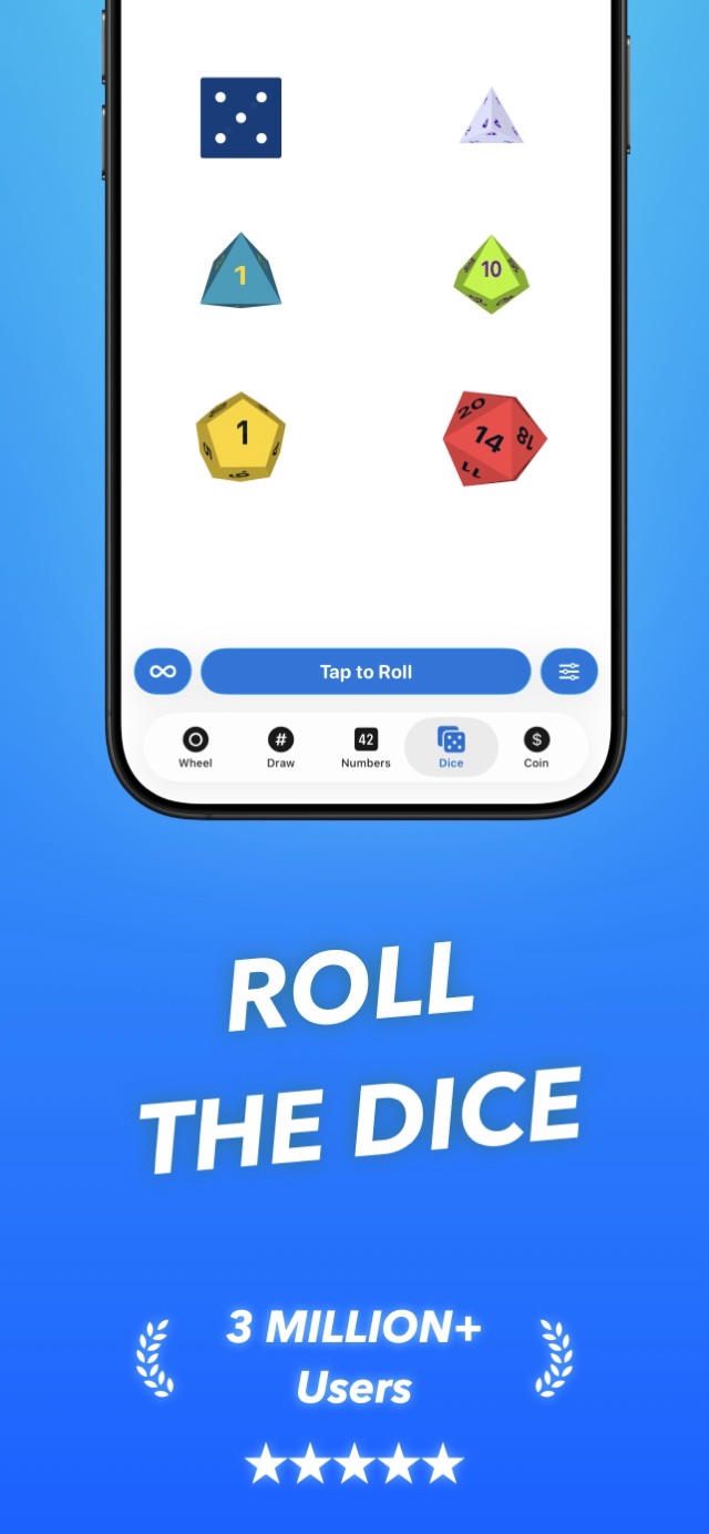 Rolling DND dice — d4 to d20